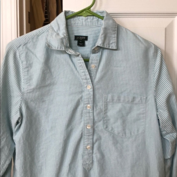 J crew button up mint green stripes - Picture 3 of 3